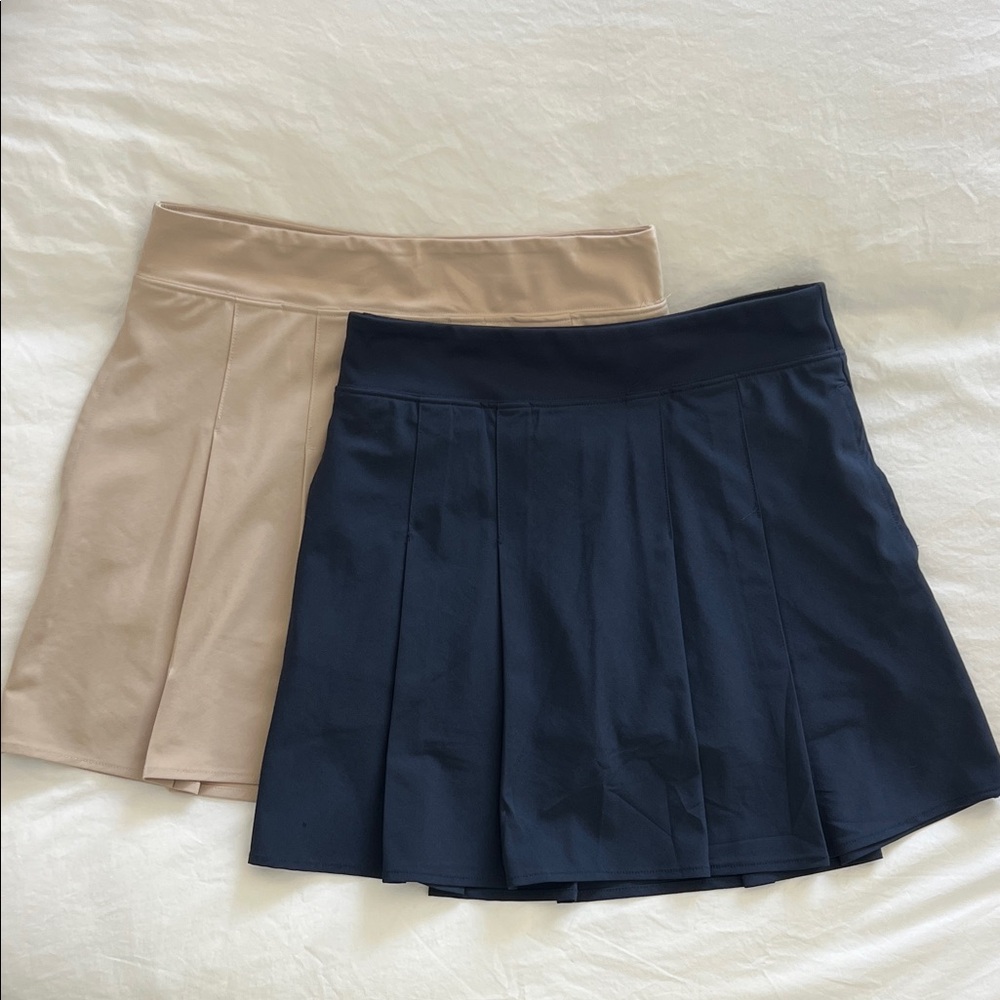 Abercrombie Kids Navy and Tan Uniform Traveler Pleated Skort Duo, Size 15/16
